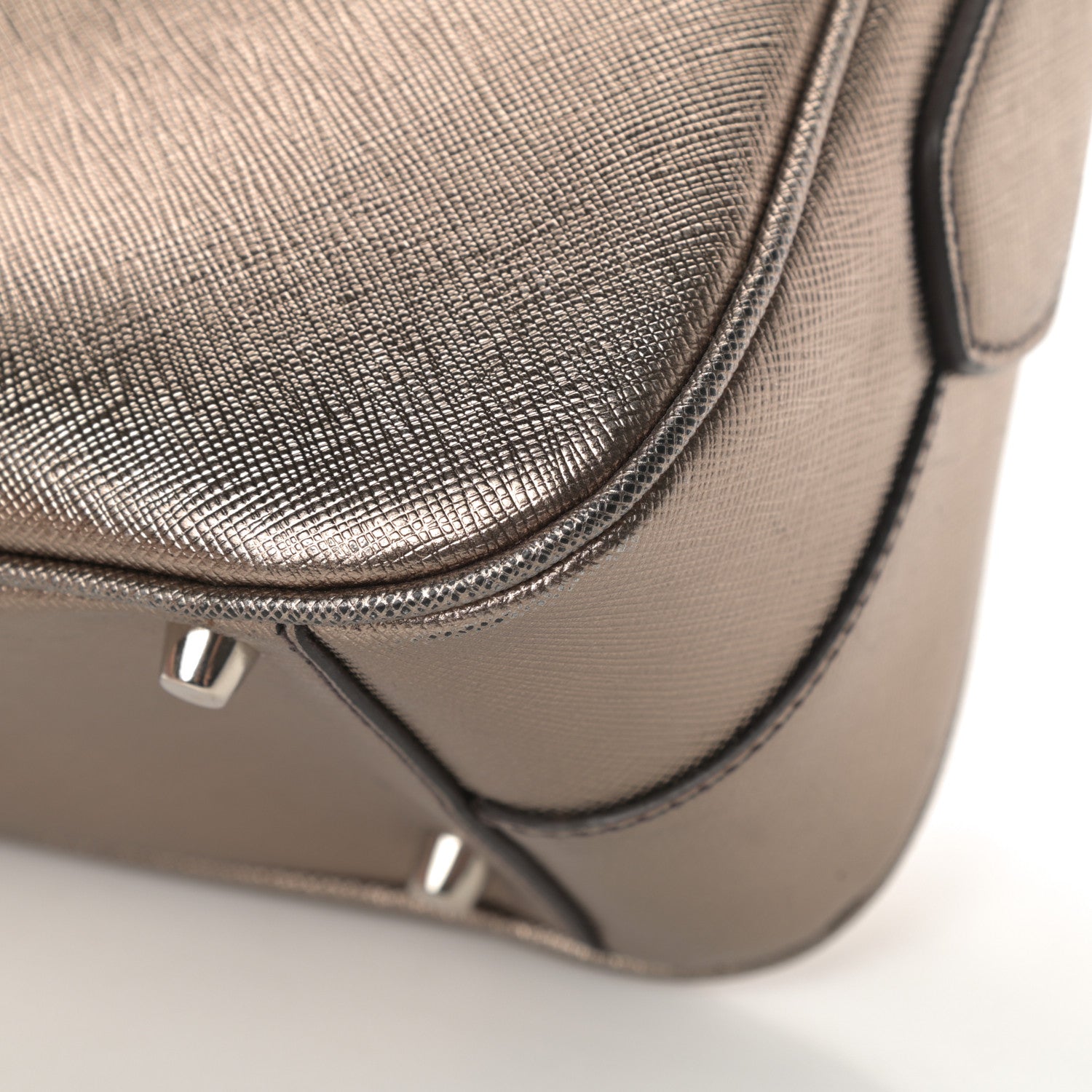 Prada Metallic Saffiano Pushlock Shoulder Bag Bronzo 11 of 15