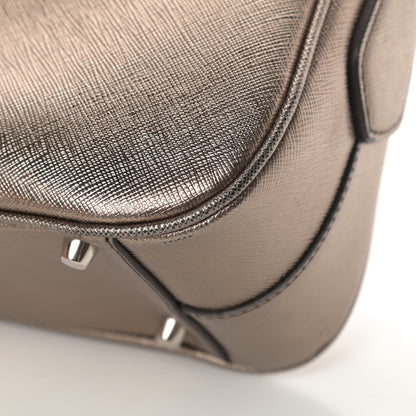 Prada Metallic Saffiano Pushlock Shoulder Bag Bronzo 11 of 15