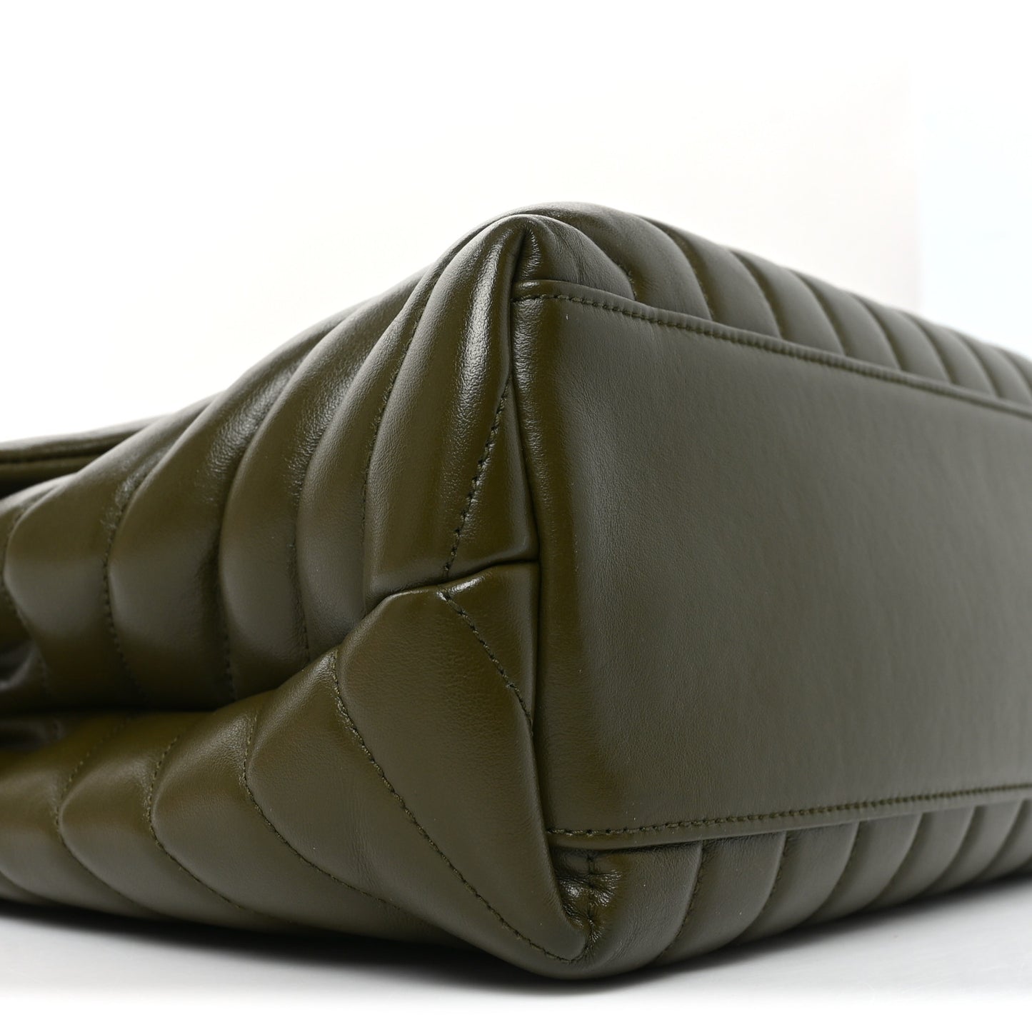 Calfskin Y Quilted Monogram Medium Loulou Chain Satchel Military Olive