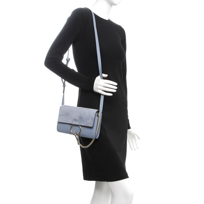 Chloe Suede Calfskin Small Faye Shoulder Bag Washed Blue 2 of 7