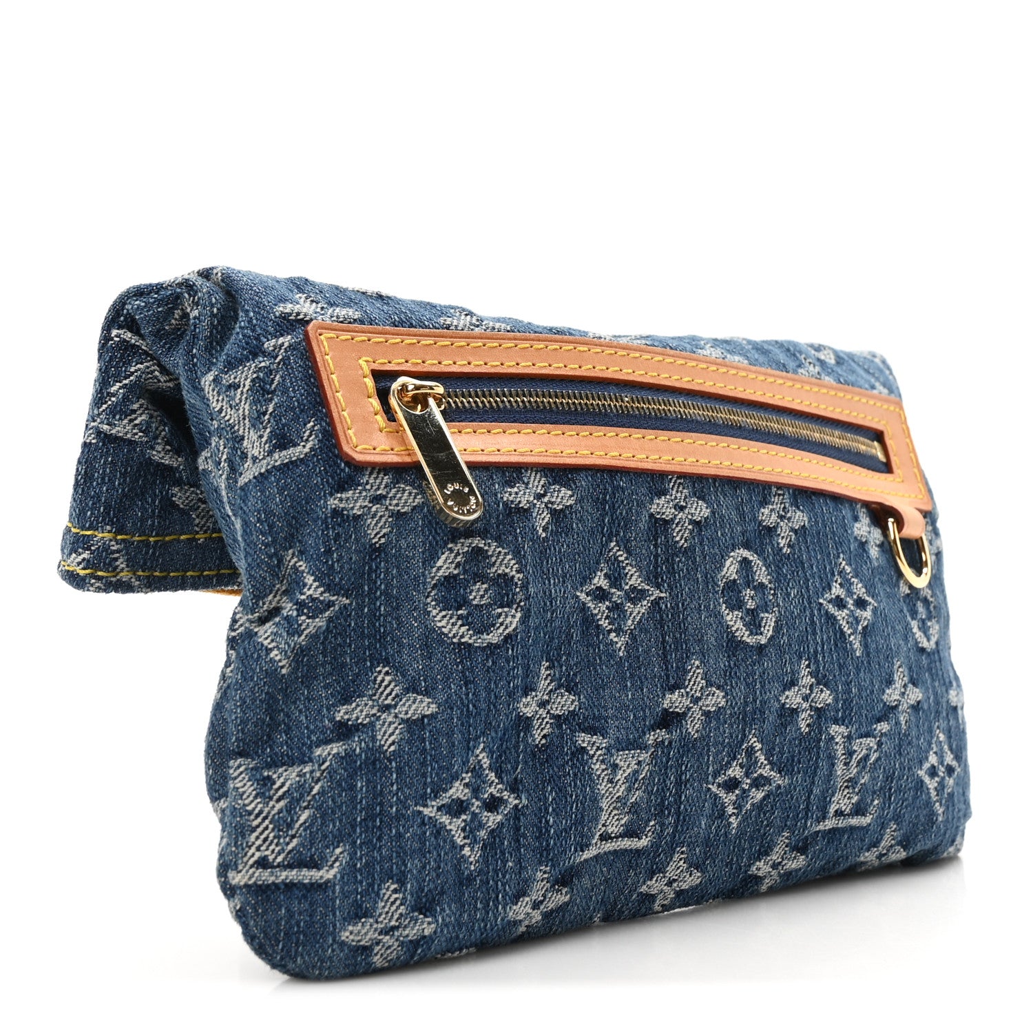 Louis Vuitton Monogram Denim Pochette Plat Clutch Blue 3 of 9