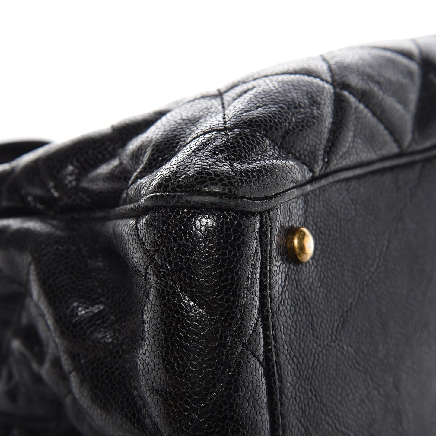 Glazed Caviar Quilted Small Shiva Tote Black