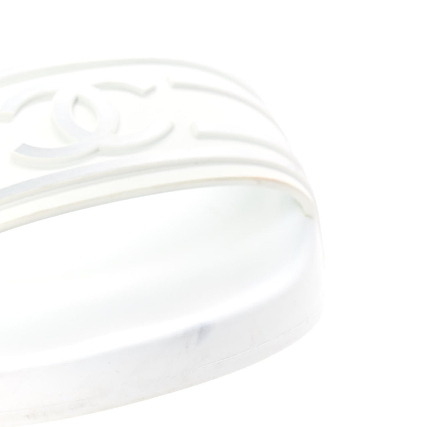 Rubber CC Flat Slide Sandals 40 White