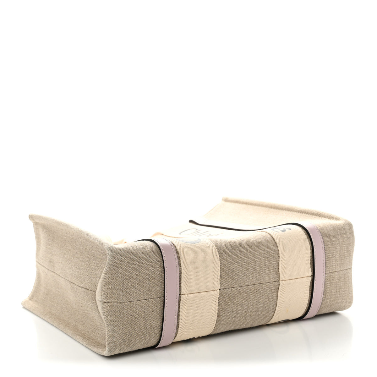 Chloe Linen Calfskin Medium Woody Ribbon Tote Cement Pink 4 of 9