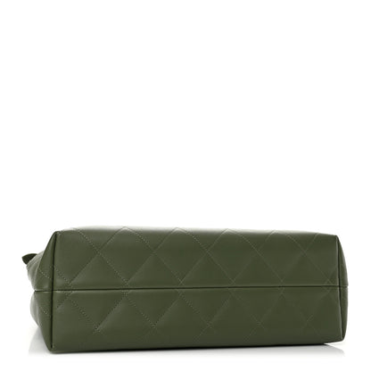 Chanel Calfskin Quilted Small Coco Base Shopping Bag Khaki 4 of 12