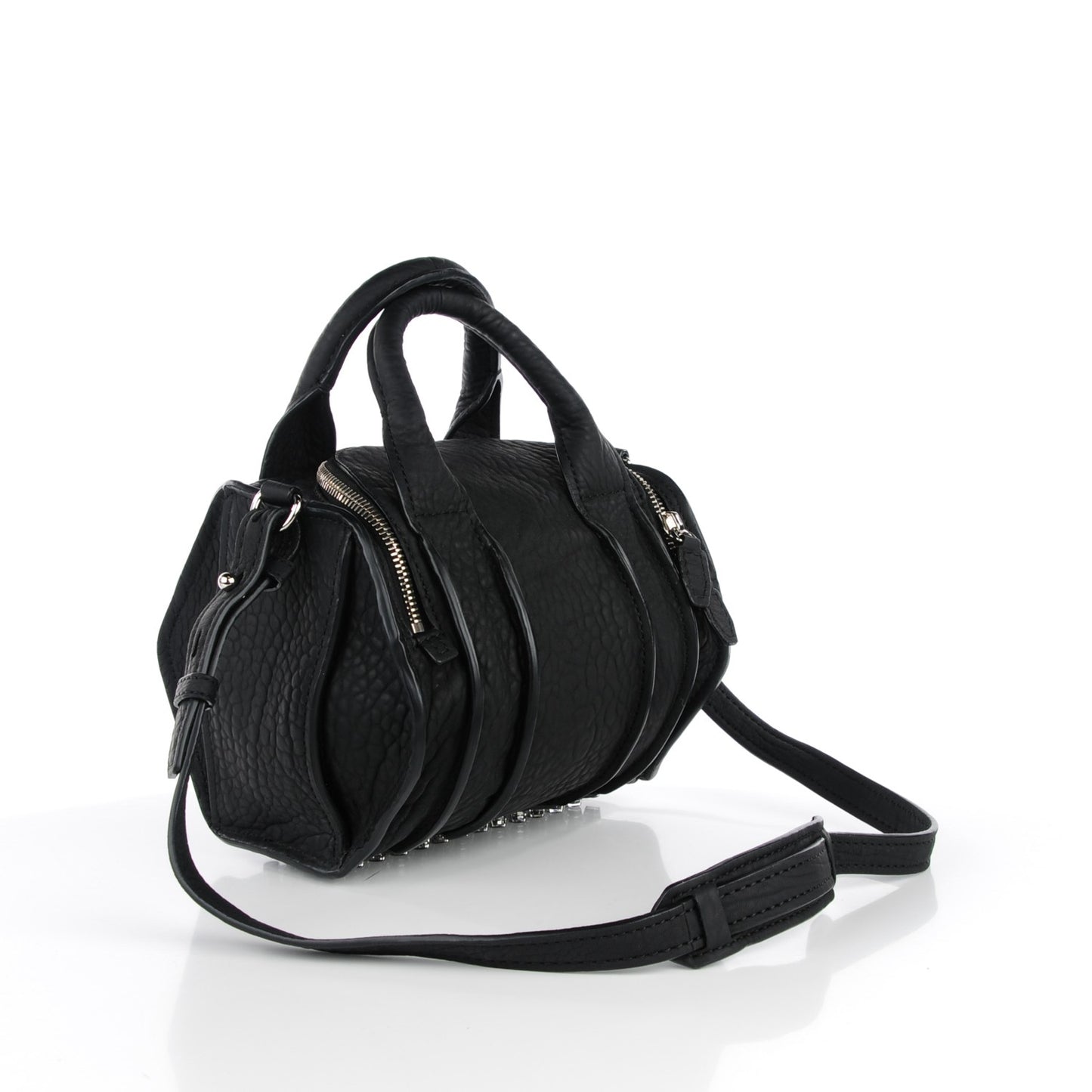 Pebbled Lambskin Inside Out Rockie Black Clear Resin Hardware