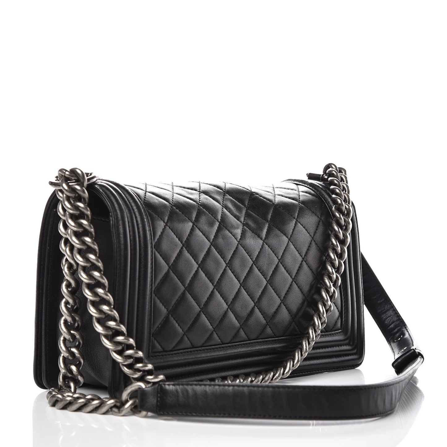 Lambskin Quilted Medium Boy Flap Black