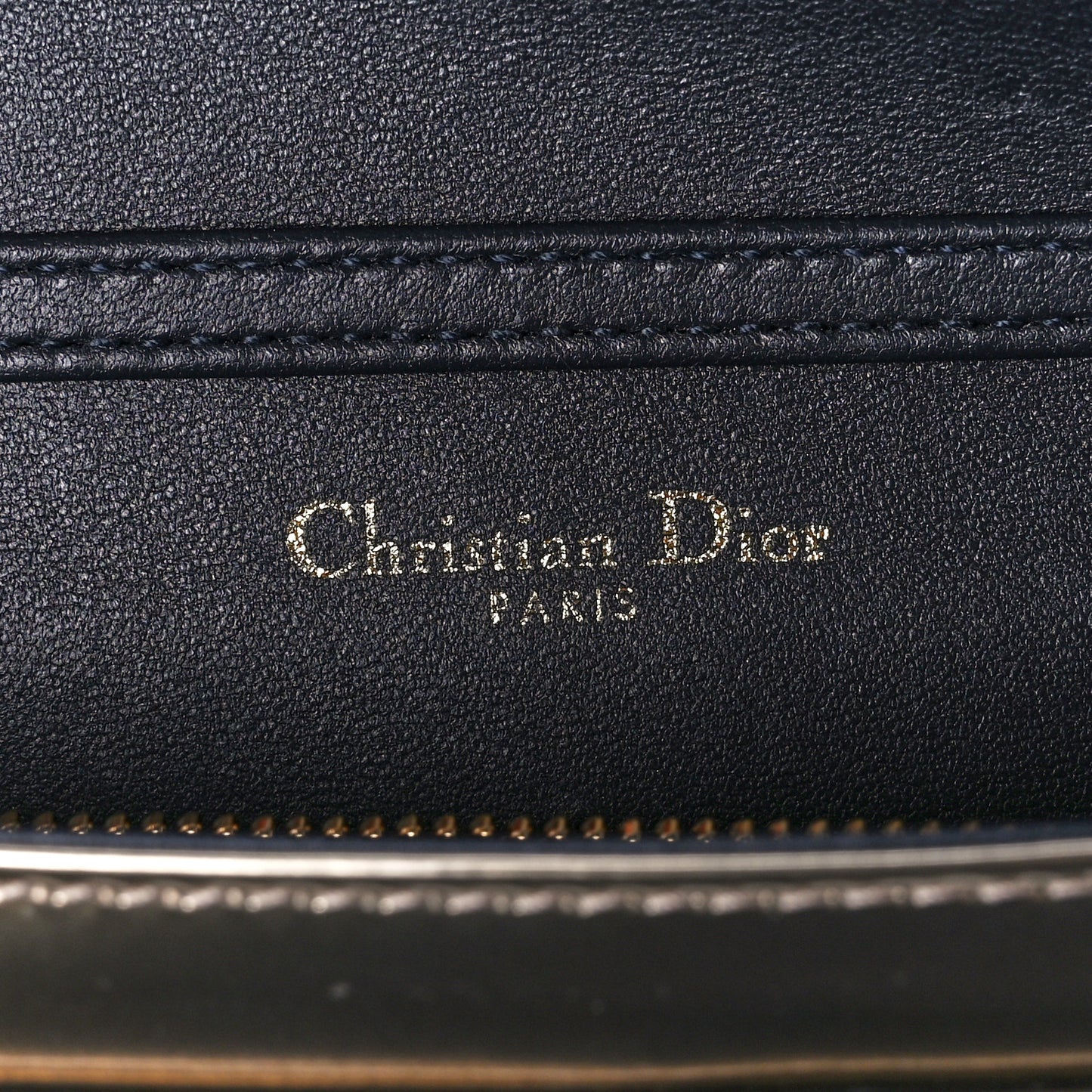 Metallic Patent Micro-Cannage Diorama Wallet on Chain Pouch Gold