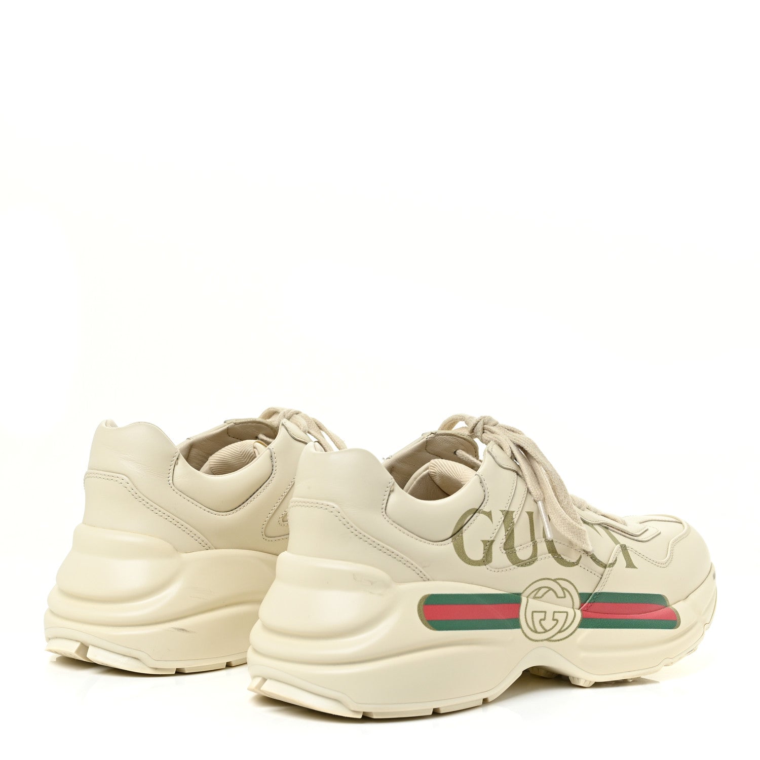 Gucci Calfskin Logo Womens Rhyton Sneakers 40 Ivory 5 of 20