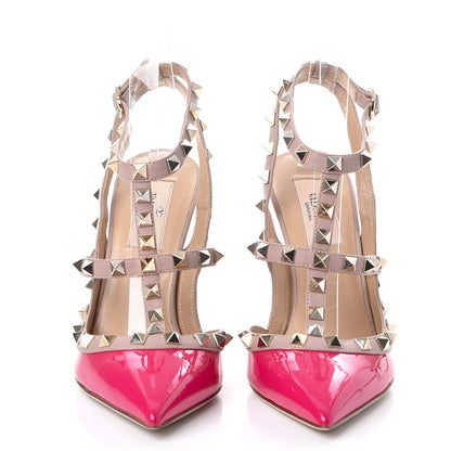 Valentino Garavani Patent Rockstud Ankle Strap Pumps 37 Fuchsia Poudre 2 of 8
