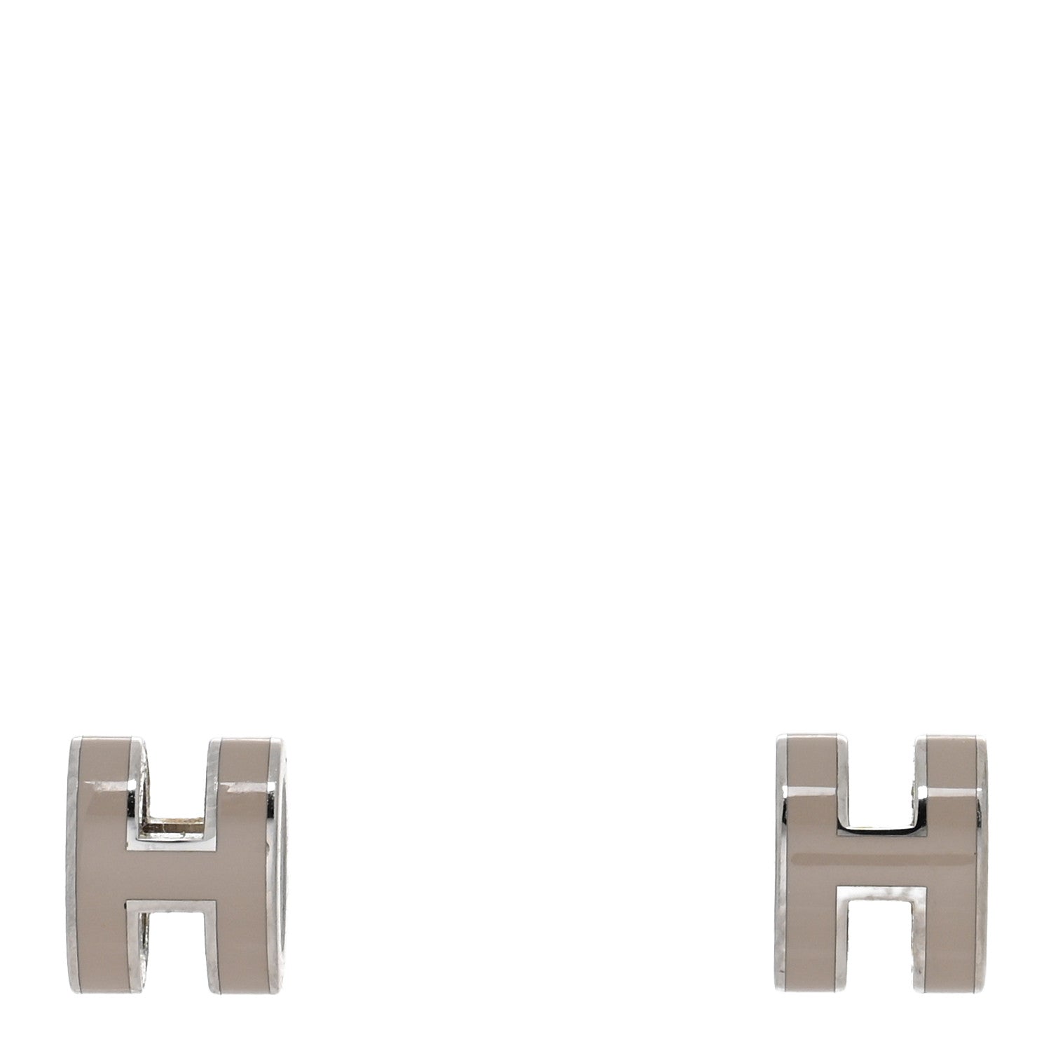 Hermes Palladium Lacquered Mini Pop H Earrings Marron Glace 1 of 4