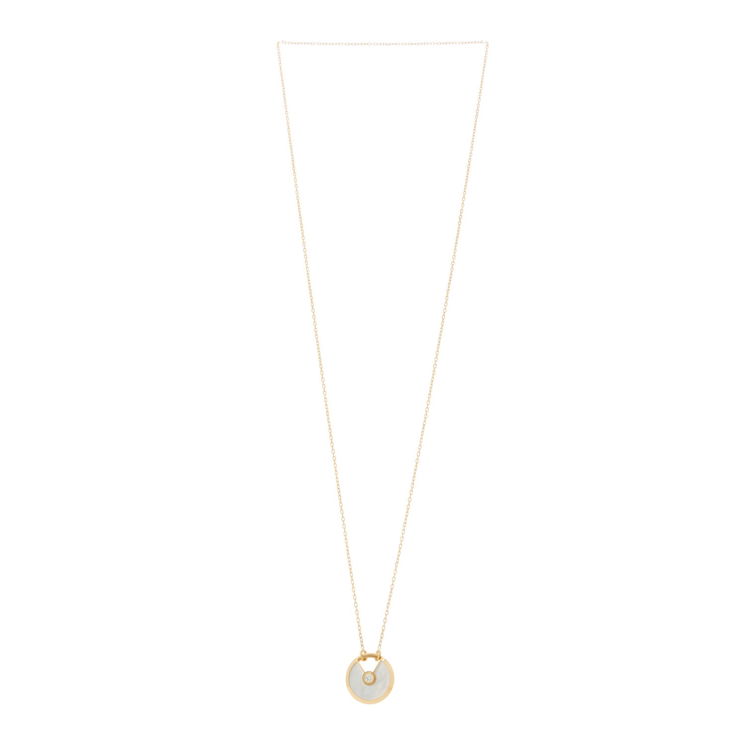 Cartier 18K Yellow Gold Diamond Mother of Pearl SM Amulette de Cartier Pendant Necklace 3 of 4