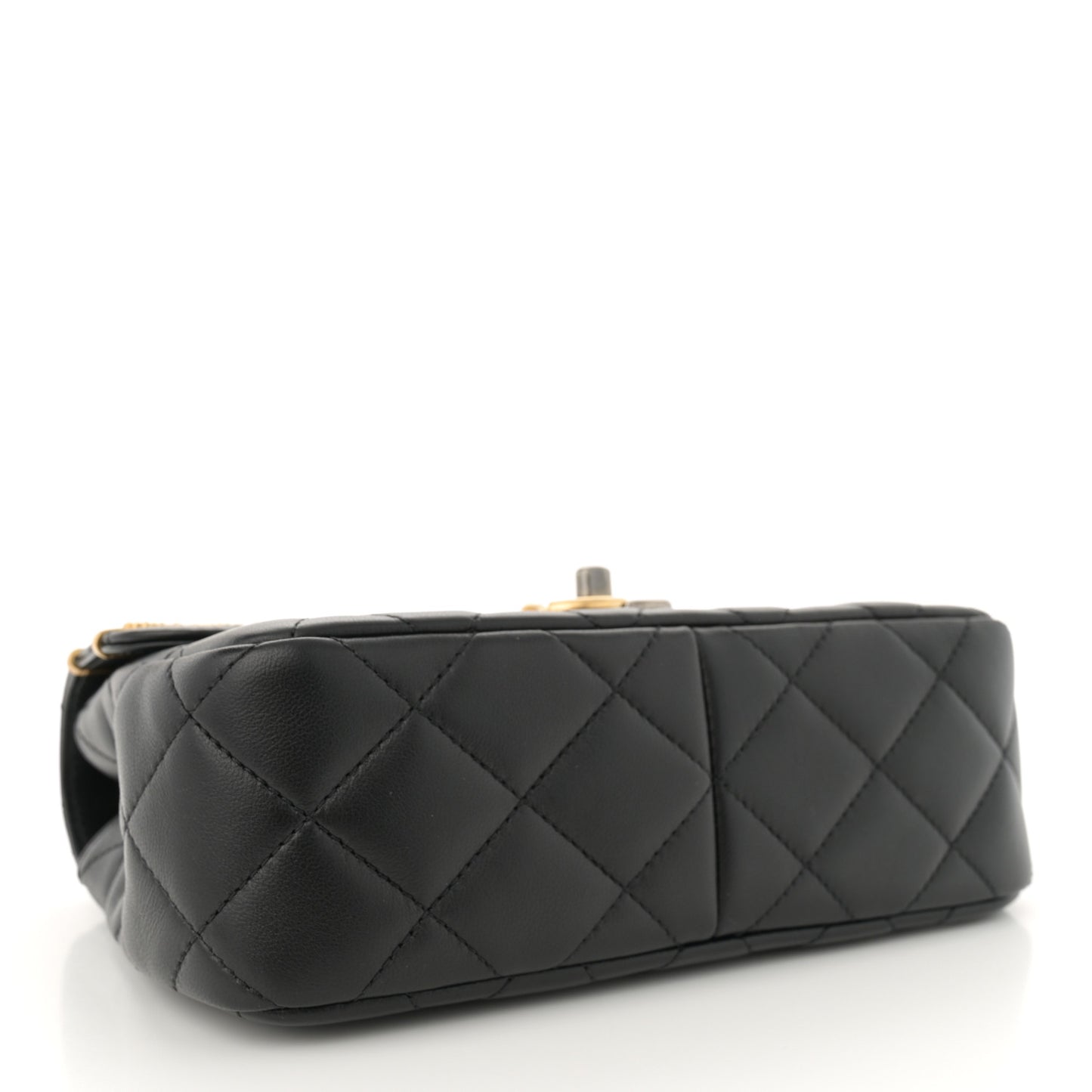 Lambskin Quilted Small Coco Clips Single Flap Black
