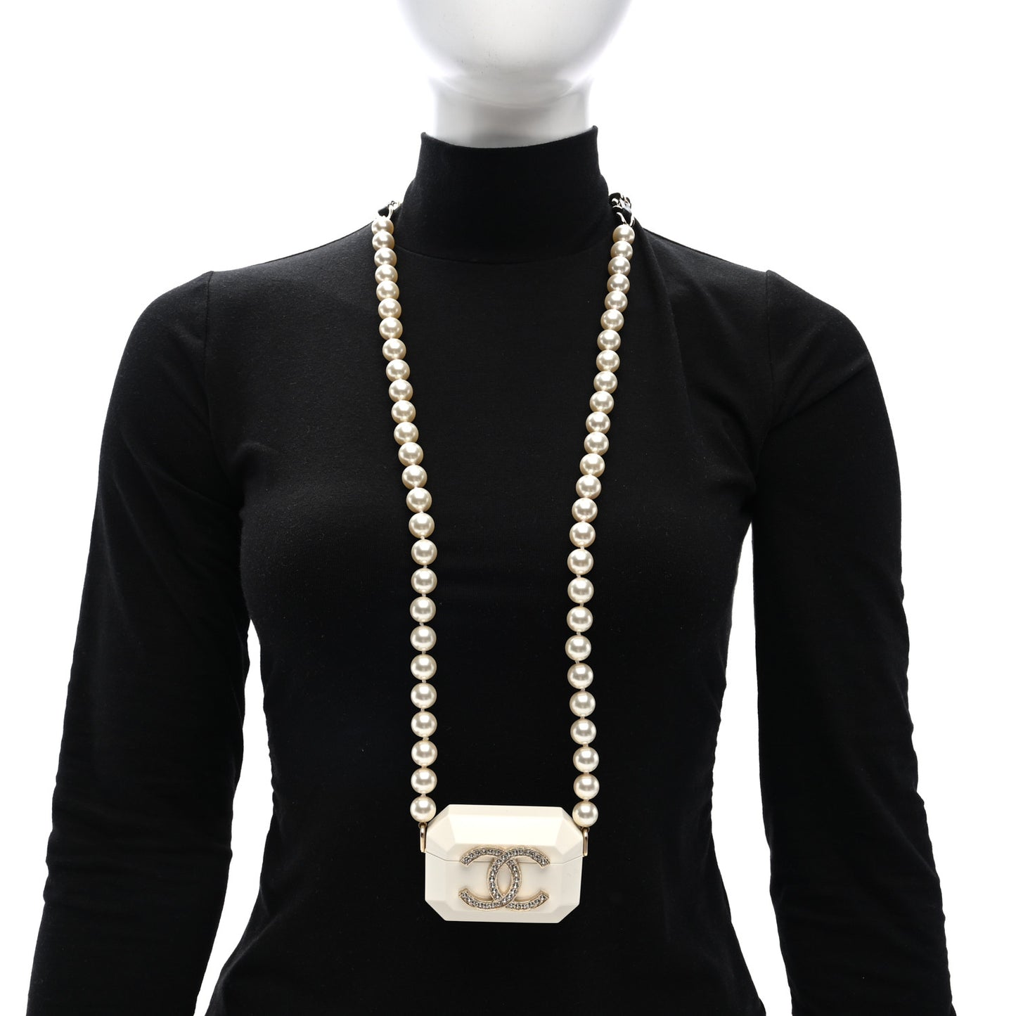 Resin Crystal Pearl Airpod Pro Case Necklace Gold White Pearly Black