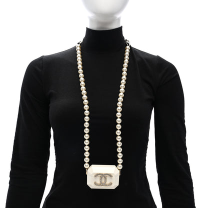 Chanel Resin Crystal Pearl Airpod Pro Case Necklace Gold White Pearly Black 2 of 5