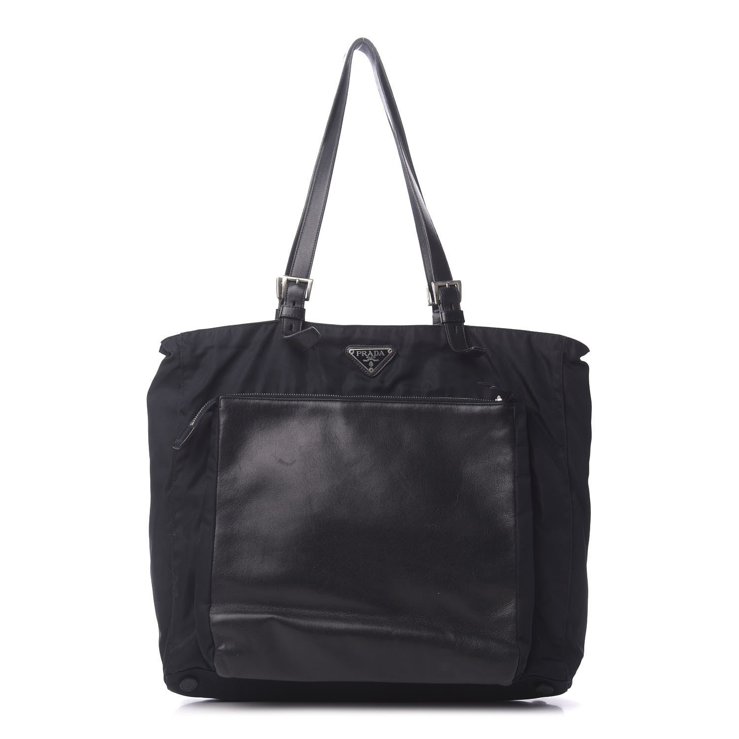 Prada Tessuto Nylon Soft Calfskin Tote Baltico 1 of 10