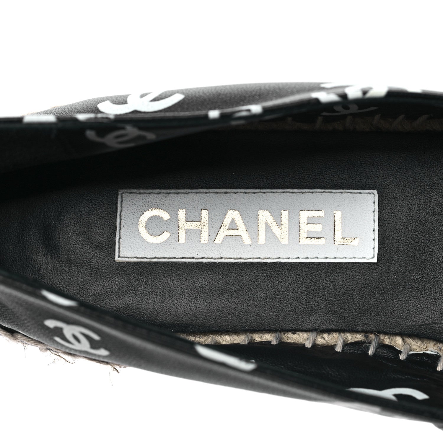 Chanel Lambskin Printed CC Espadrilles 39 Black White 7 of 9