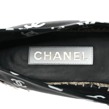 Chanel Lambskin Printed CC Espadrilles 39 Black White 7 of 9