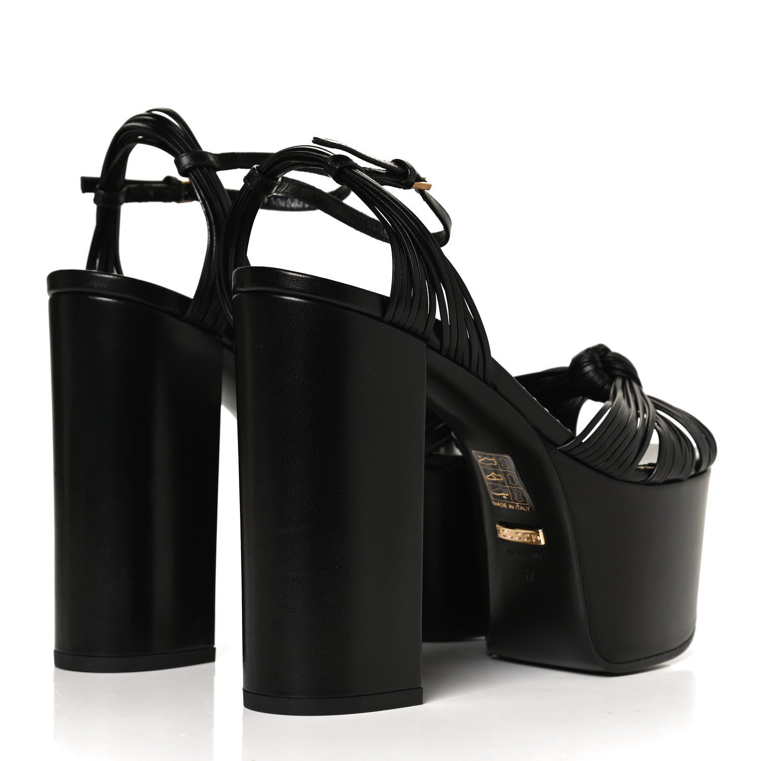 Saint Laurent GUCCI Calfskin Knotted Strap Crawford Platform Sandals 37 Black 4 of 10
