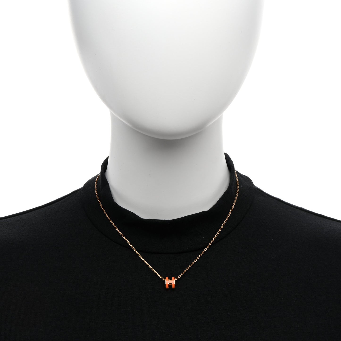 Lacquered Gold Mini Pop H Pendant Necklace Orange
