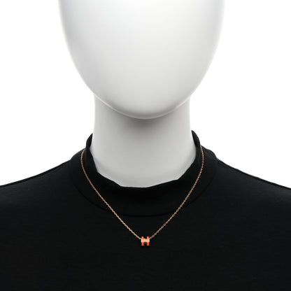 Hermes Lacquered Gold Mini Pop H Pendant Necklace Orange 2 of 5