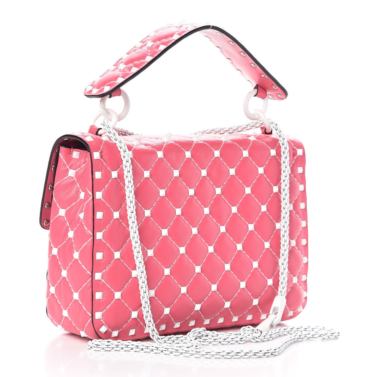 Lambskin Medium Free Rockstud Spike Shoulder Bag Shadow Pink