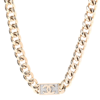 Chanel Crystal CC Chain Link Choker Necklace Gold 1 of 5
