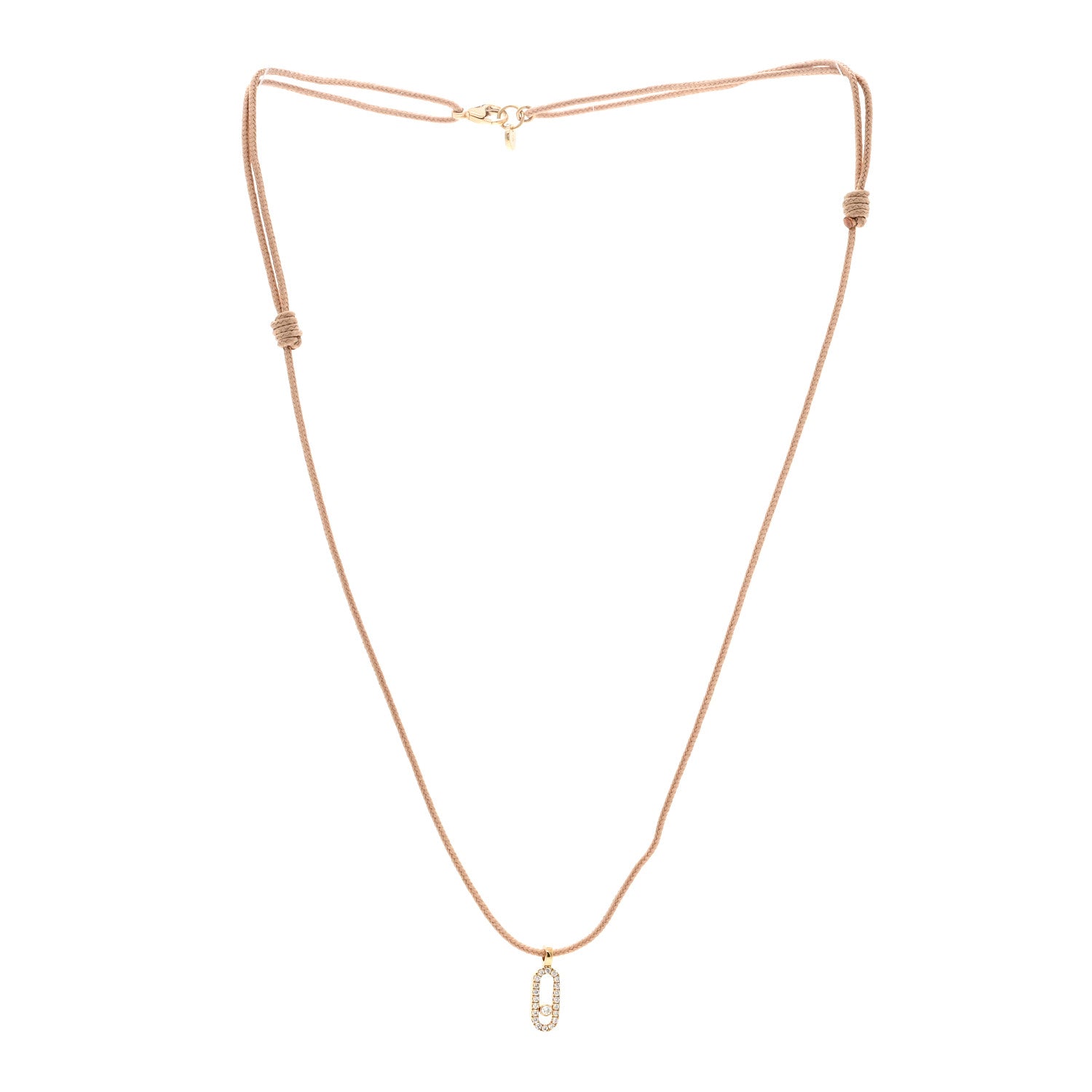Messika 18K Yellow Gold Diamond Cord Cares Pave Necklace Beige 3 of 5