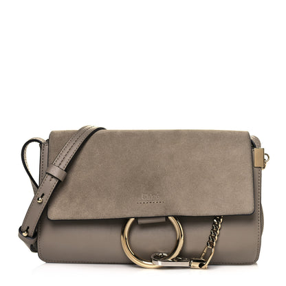 Chloe Suede Calfskin Small Faye Shoulder Bag Motty Grey 1 of 10
