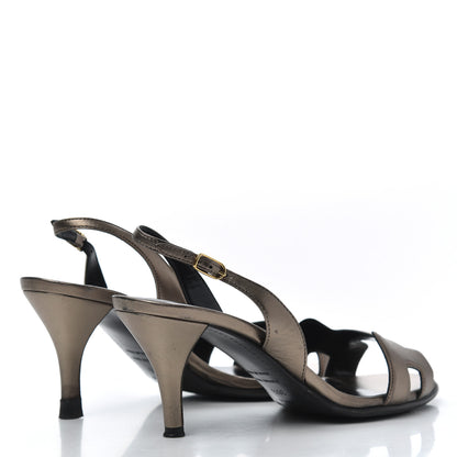 Hermes Metallic Nappa Night 70 Slingback Sandals 36.5 Canon De Fusil Argent 4 of 19
