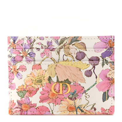 Christian Dior Calfskin Caro Freesia Five-Slot Card Holder White Multicolor 1 of 8