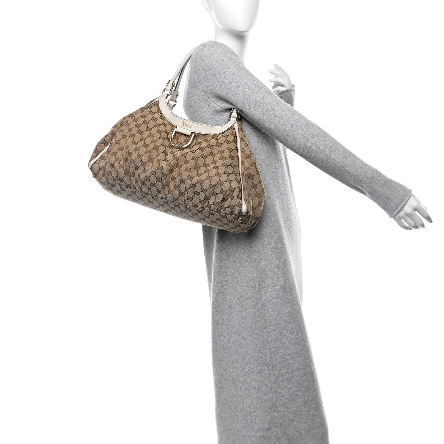 Gucci Monogram Large D Gold Ring Hobo Off White 2 of 13