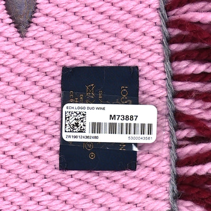 Louis Vuitton Wool Silk Logomania Duo Scarf Wine 3 of 4