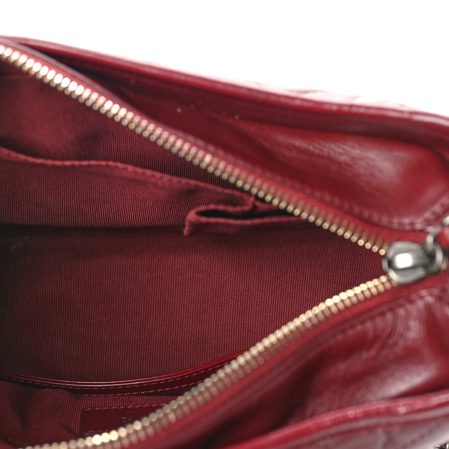 Aged Calfskin Quilted Small Gabrielle Hobo Burgundy