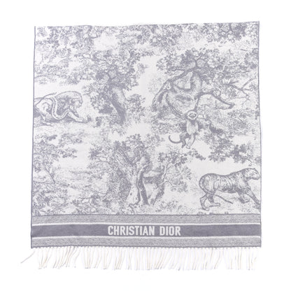 Christian Dior Cashmere Toile De Jouy Poncho Grey 1 of 4
