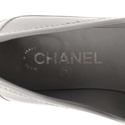 Chanel Lambskin Quilted CC Turnlock Loafers 40 Grey 7 of 11