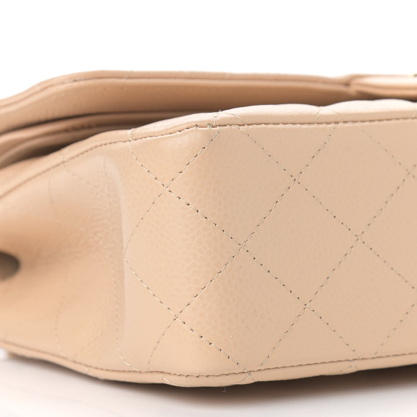 Caviar Quilted Medium Double Flap Beige