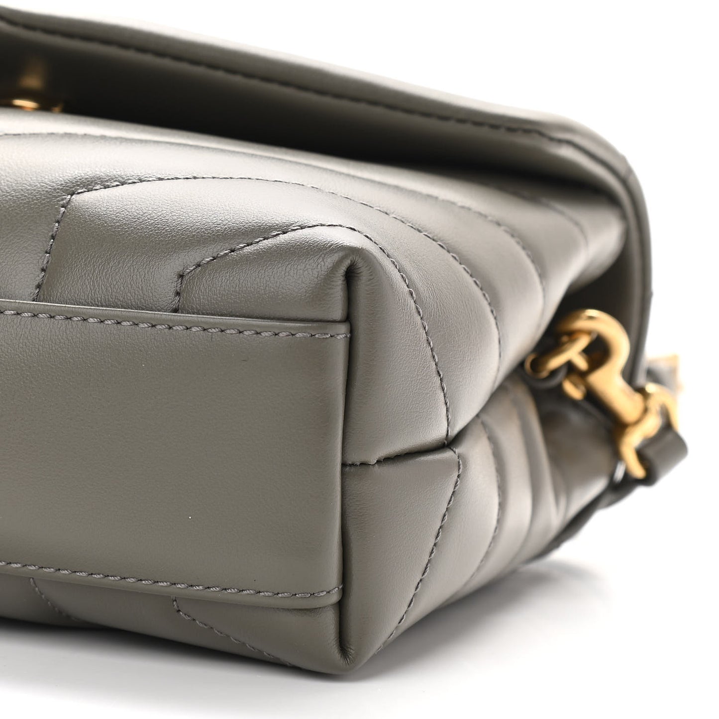 Calfskin Y Quilted Monogram Toy Loulou Crossbody Bag Grey Kaki