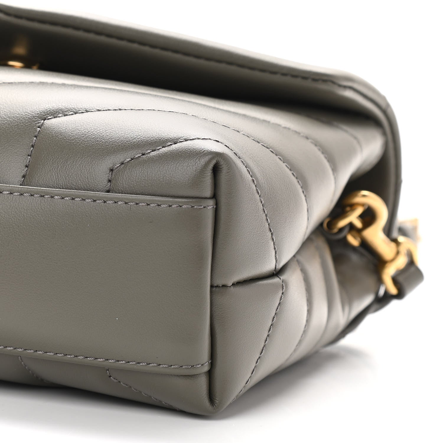 Saint Laurent Calfskin Y Quilted Monogram Toy Loulou Crossbody Bag Grey Kaki 9 of 11