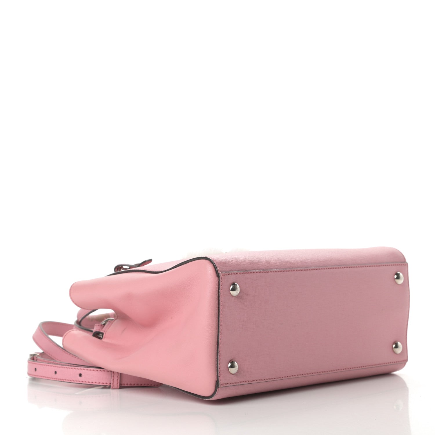 Fendi Vitello Elite Flamingo Mink Monster Charm Petite 2Jours Tote Pink Multicolor 7 of 16