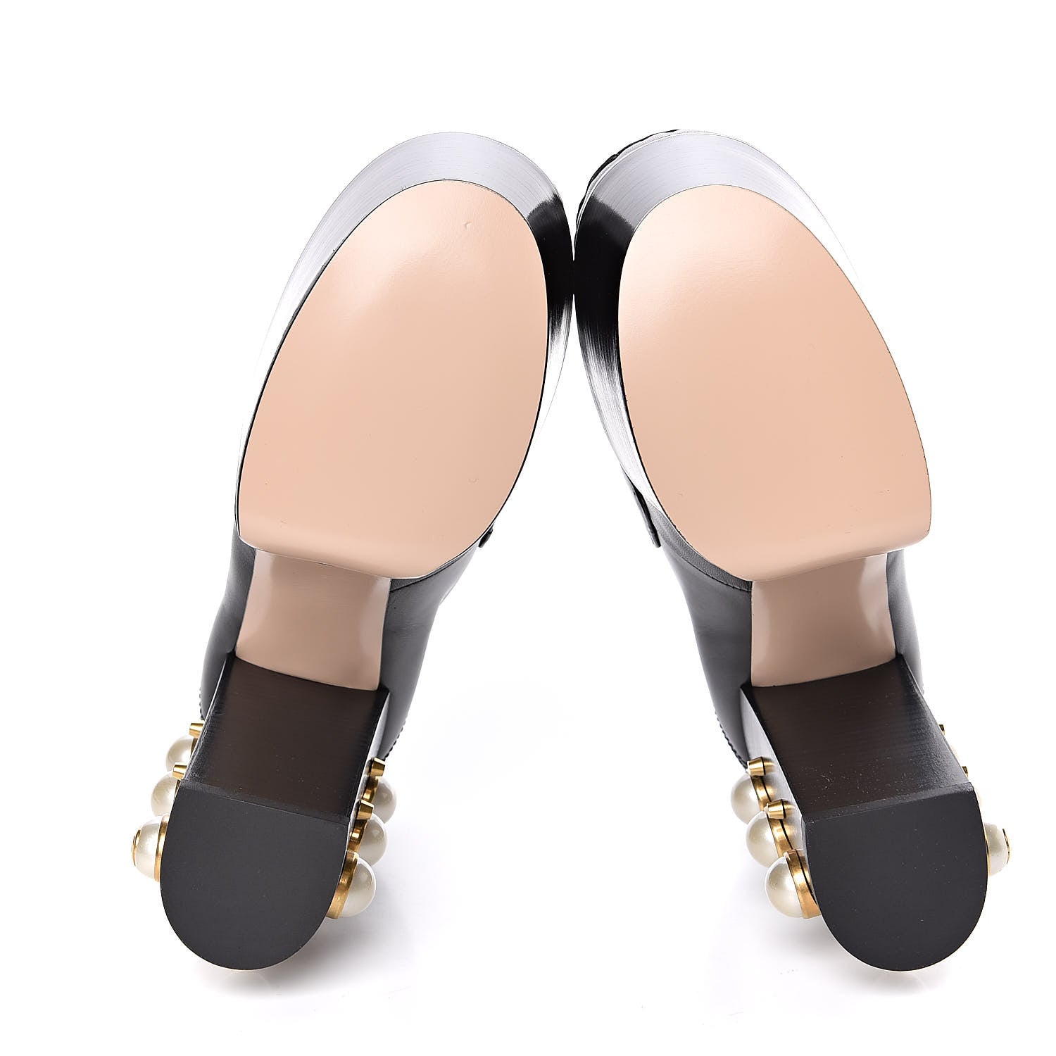 Gucci Malaga Kid Pearl Studded Vegas Platform Loafers 37 Black 5 of 10