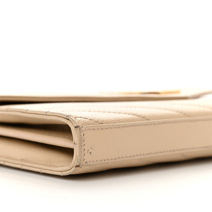 Saint Laurent Grain De Poudre Matelasse Chevron Monogram Chain Wallet Nude Powder 9 of 19