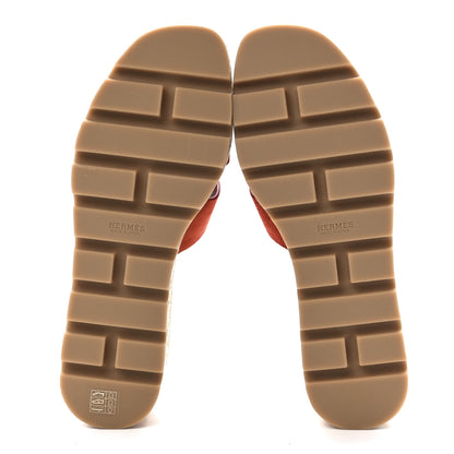 Hermes Suede Goatskin Cork Eze 30 Sandals 39 Orange Brulee 5 of 9