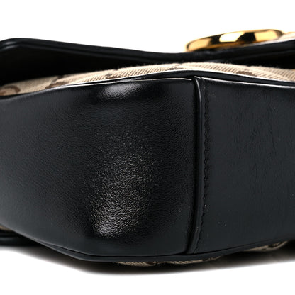 Gucci Monogram Matelasse Diagonal Mini GG Marmont Shoulder Bag Beige Black 9 of 14