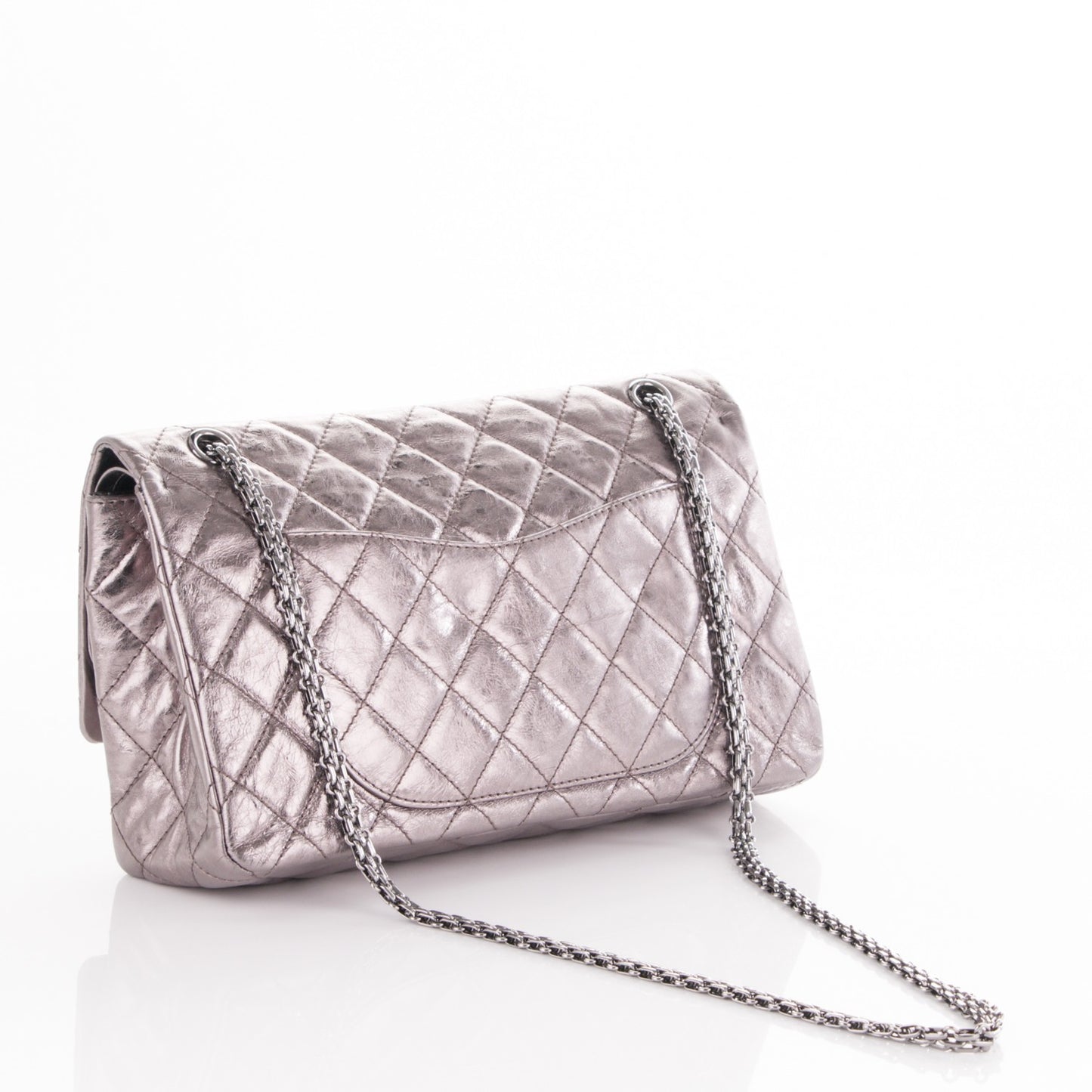 Metallic Aged Calfskin Quilted 2.55 Reissue 226 Flap Dark Silver