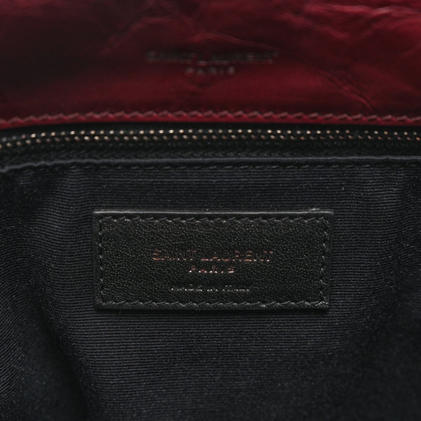 Crinkled Calfskin Matelasse Monogram Large Niki Chain Satchel Rouge Legion