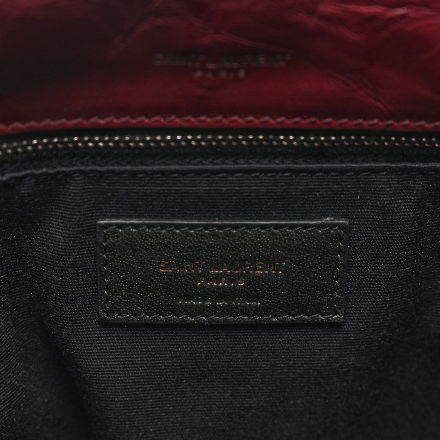 Saint Laurent Crinkled Calfskin Matelasse Monogram Large Niki Chain Satchel Rouge Legion 6 of 12