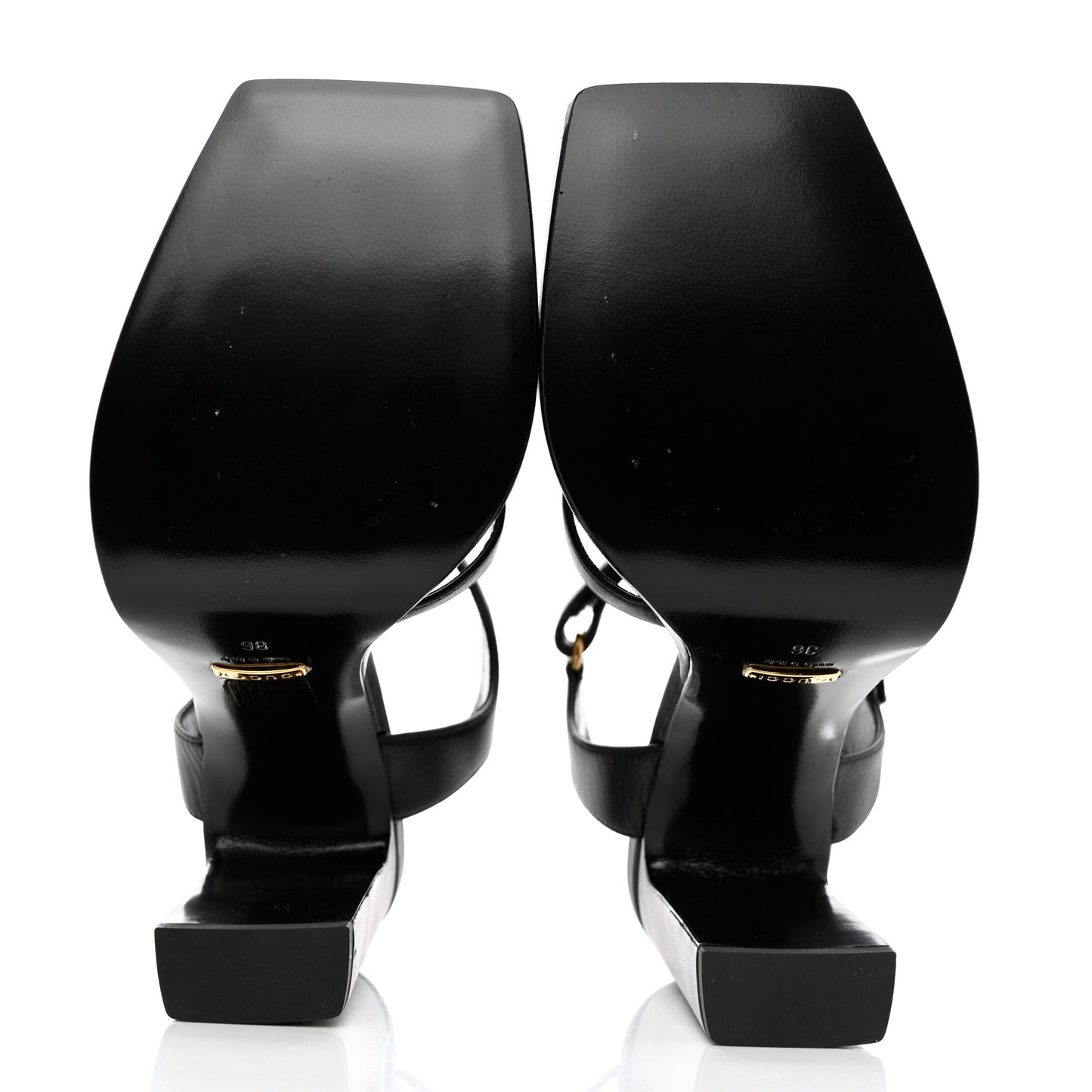 Nappa Crystal Buckle Platform Sandals 36 Black Gold