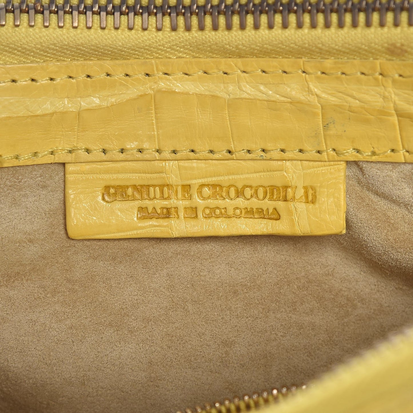 Crocodile Mini Double Zip Satchel Yellow