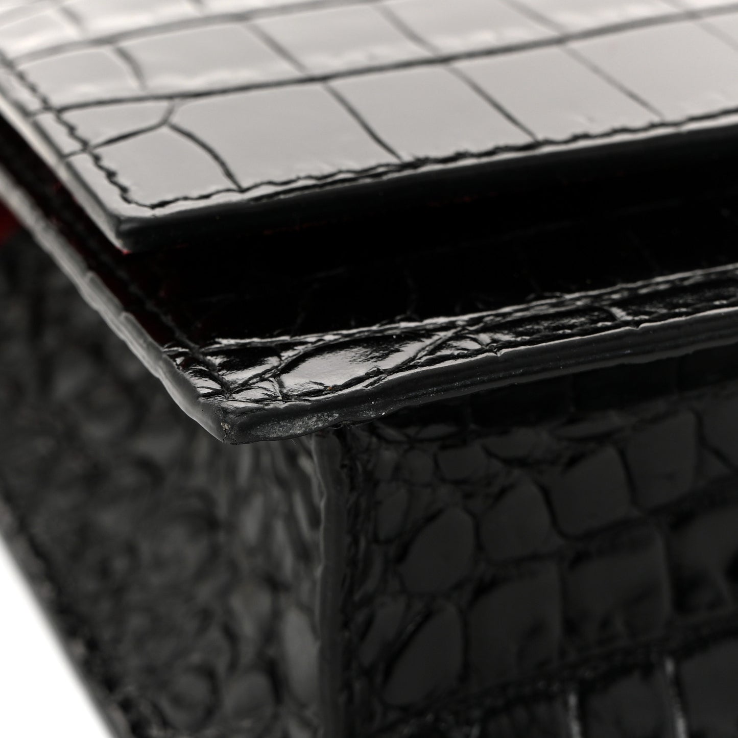 Calfskin Crocodile Embossed Skull Mini Crossbody Bag Black